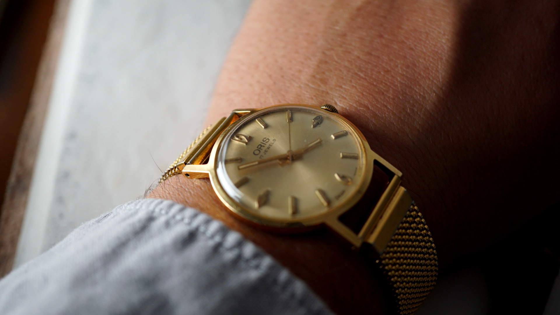 oris goldplated  Vintage Champagne Dial – Relógio Mecânico 17 Jewels
