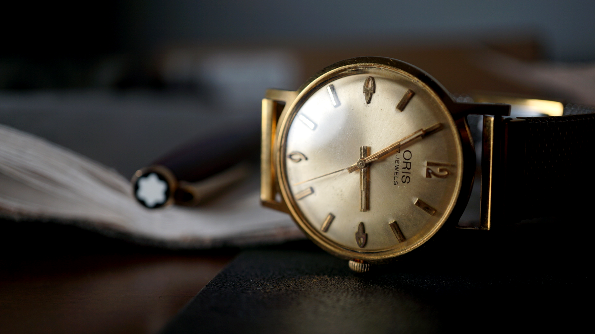 oris goldplated  Vintage Champagne Dial – Relógio Mecânico 17 Jewels