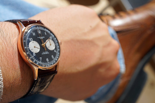 Chronograph Suisse 17 Jewels Antimagnetique panda rose gold