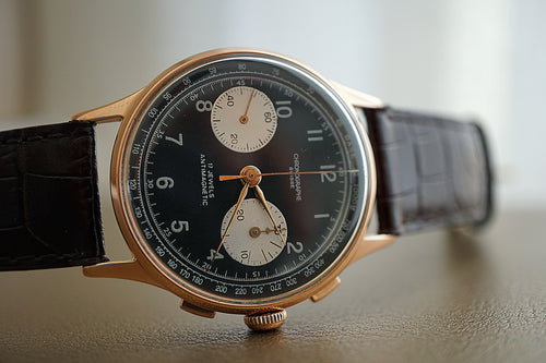 Chronograph Suisse 17 Jewels Antimagnetique panda rose gold