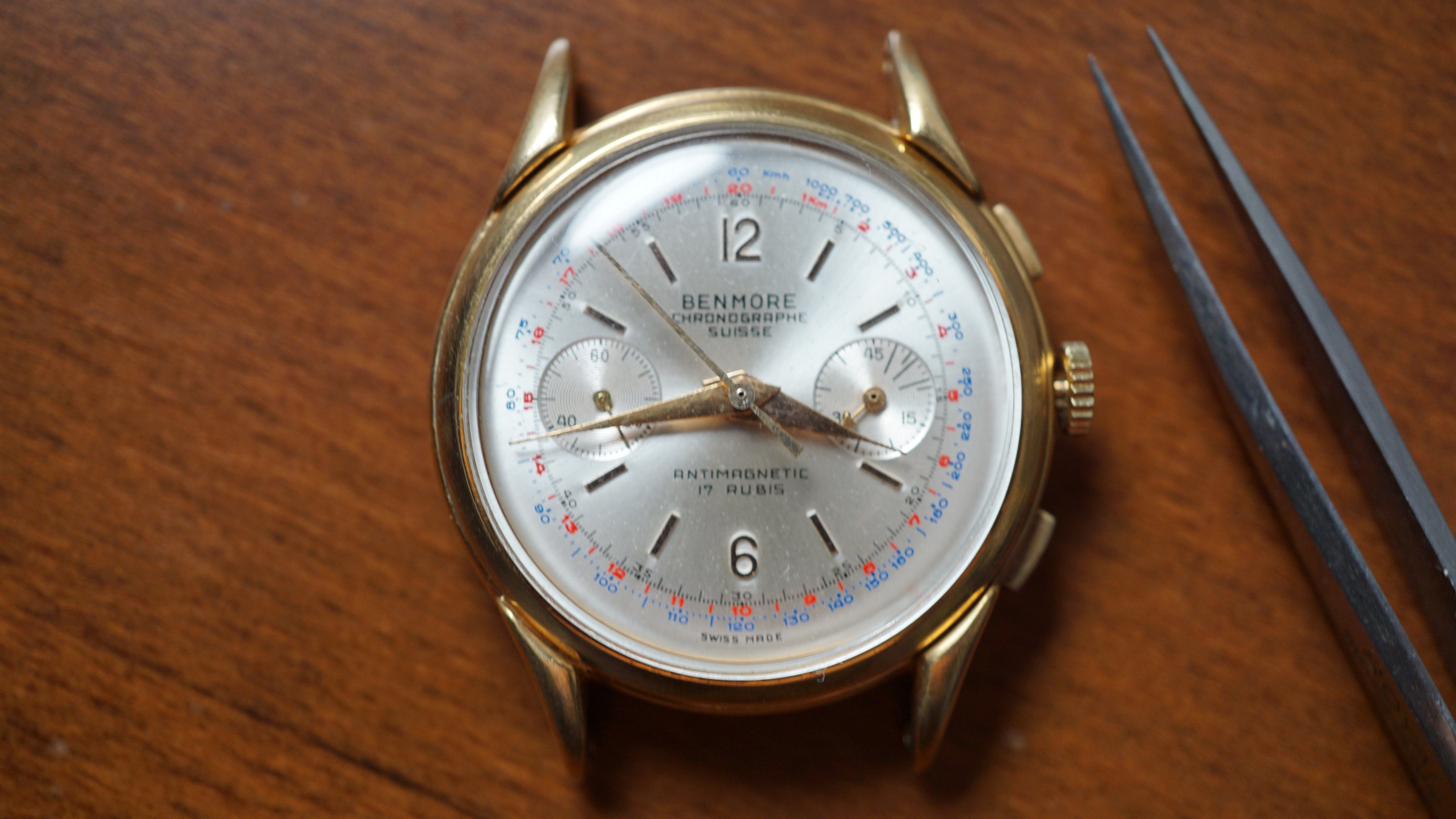 Chronograph swiss Incabloc telemeter Pilot 50s Benmore