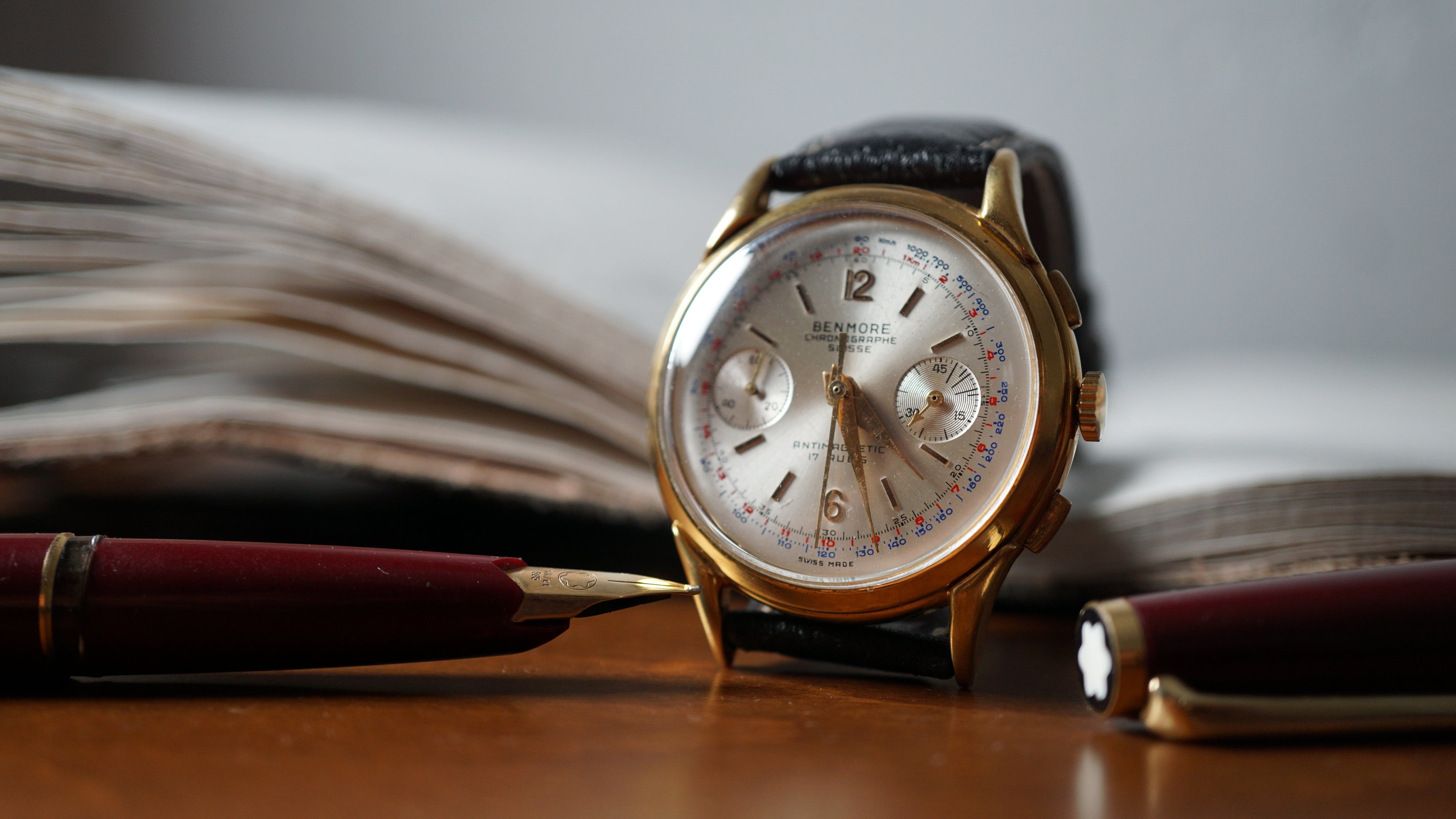 Chronograph swiss Incabloc telemeter Pilot 50s Benmore
