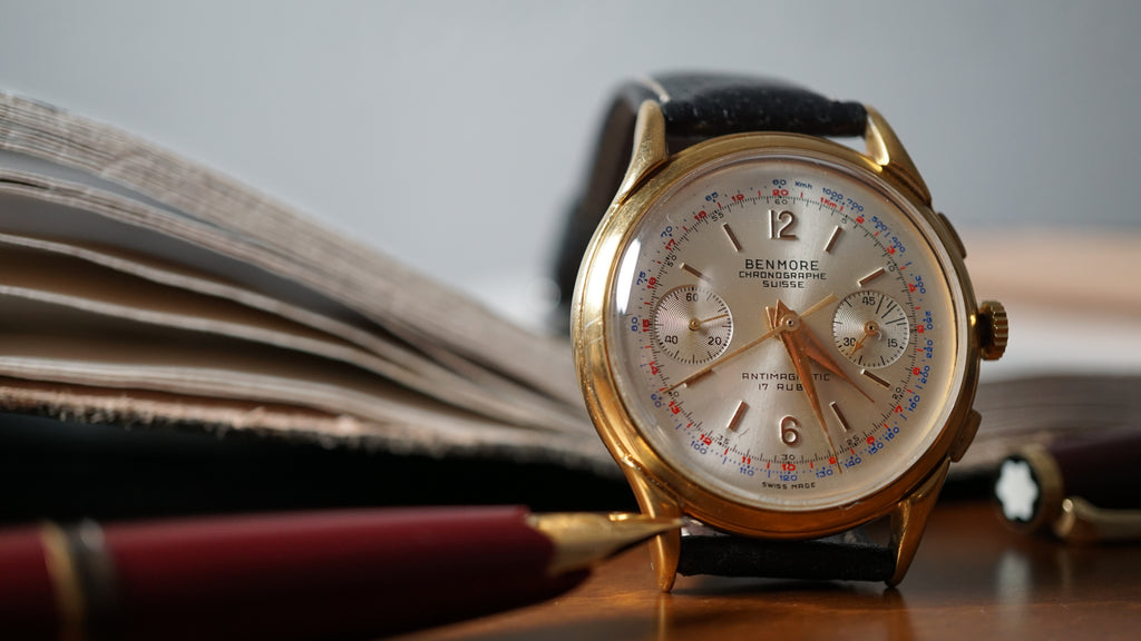 Chronograph swiss Incabloc telemeter Pilot 50s Benmore
