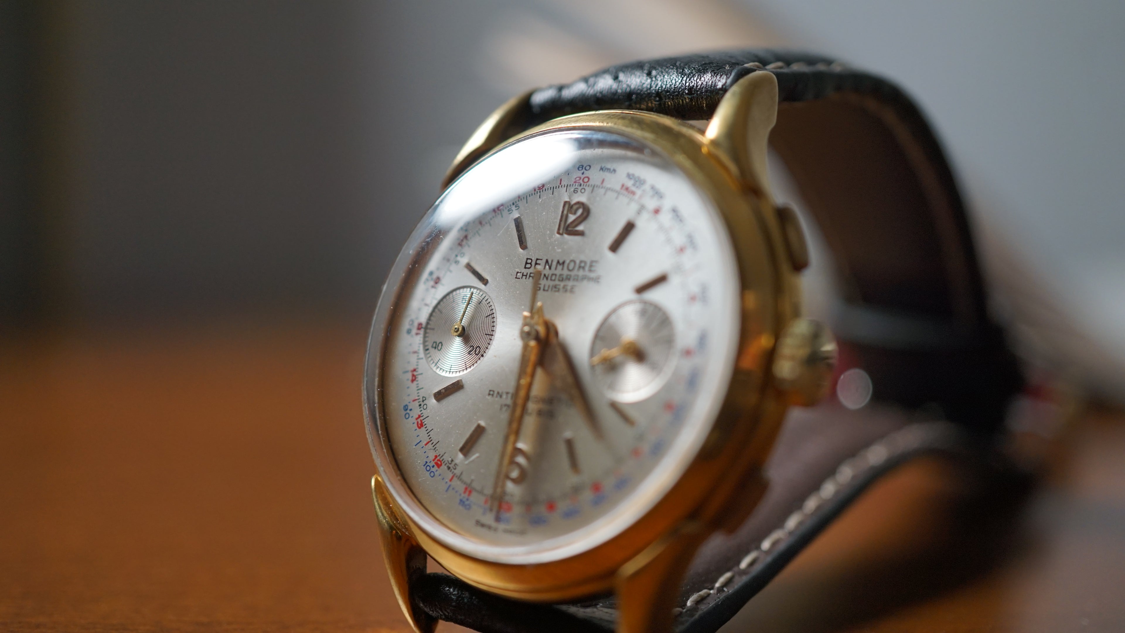 Chronograph swiss Incabloc telemeter Pilot 50s Benmore