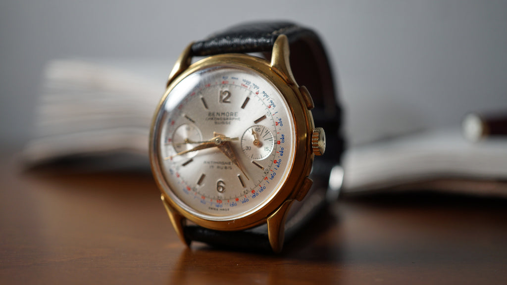 Chronograph swiss Incabloc telemeter Pilot 50s Benmore
