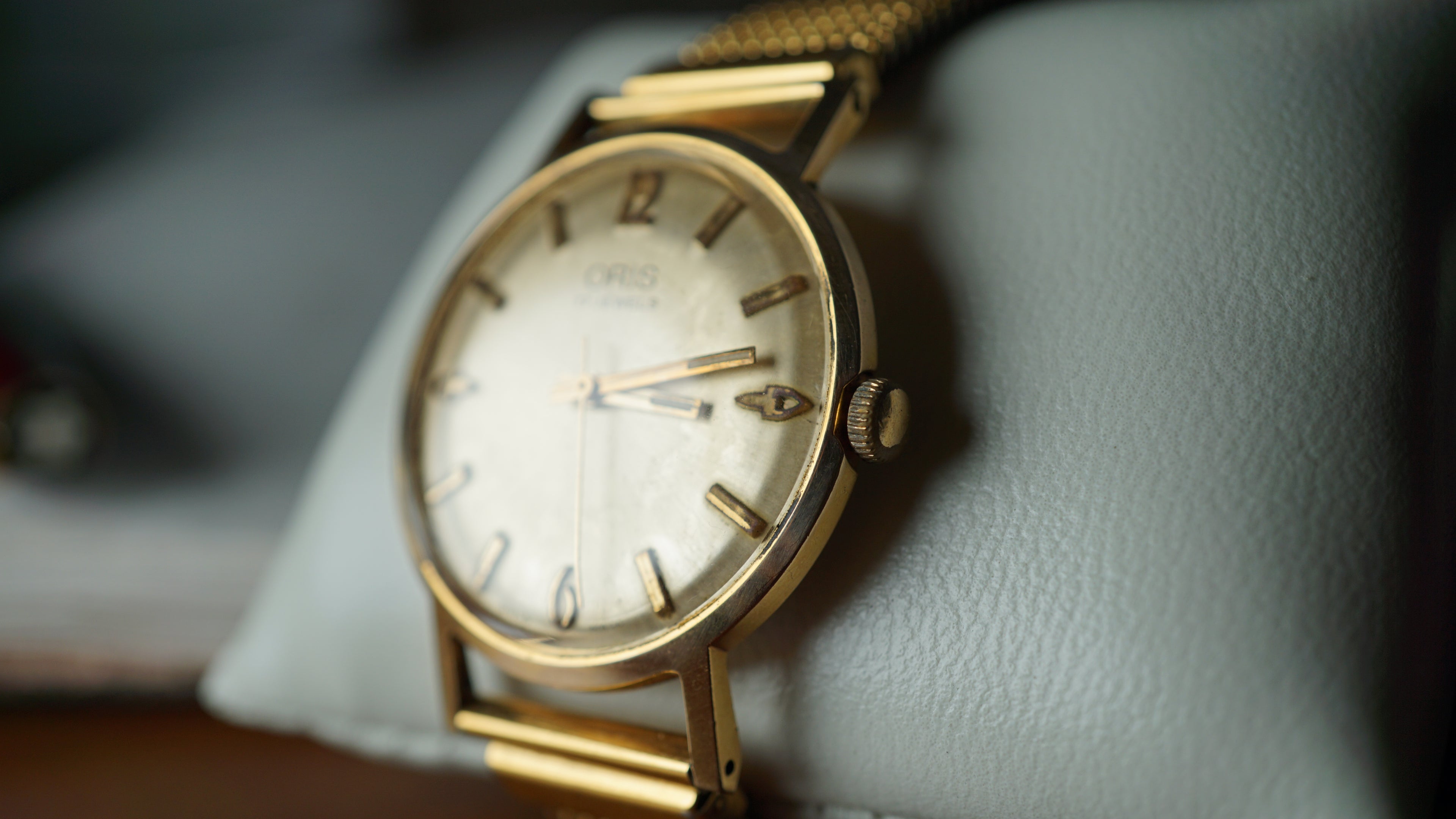 oris goldplated  Vintage Champagne Dial – Relógio Mecânico 17 Jewels