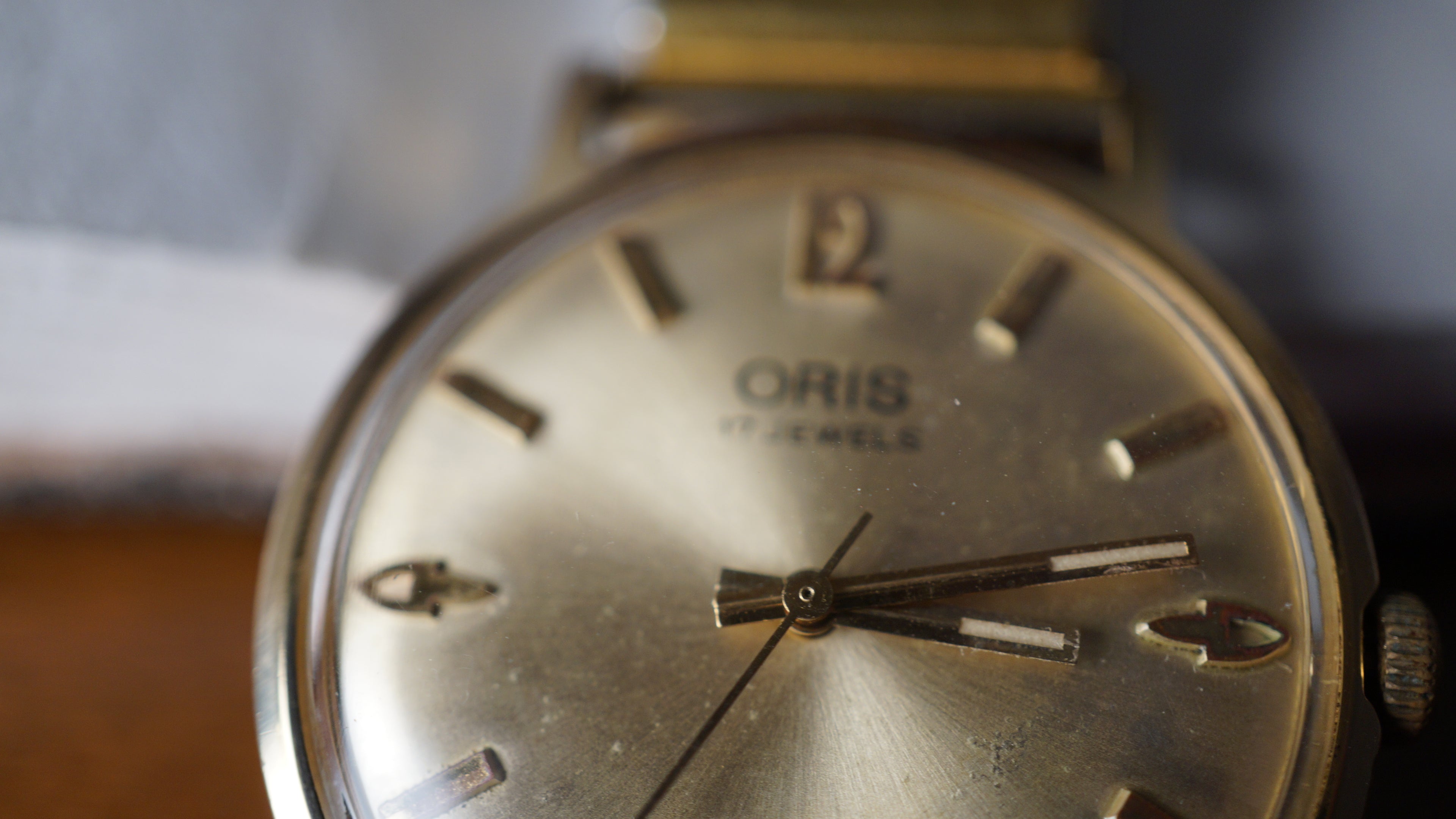 oris goldplated  Vintage Champagne Dial – Relógio Mecânico 17 Jewels