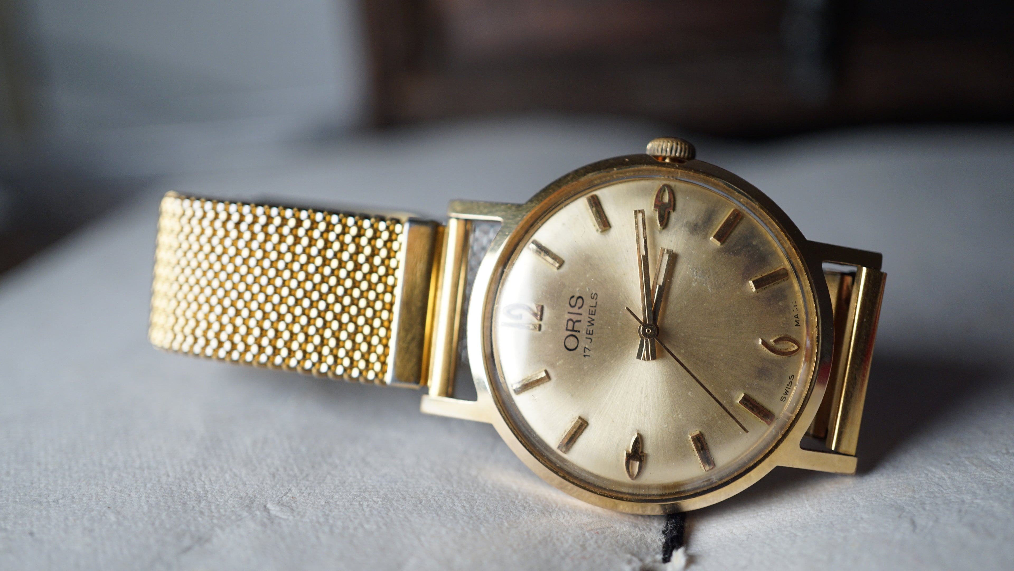 oris goldplated  Vintage Champagne Dial – Relógio Mecânico 17 Jewels