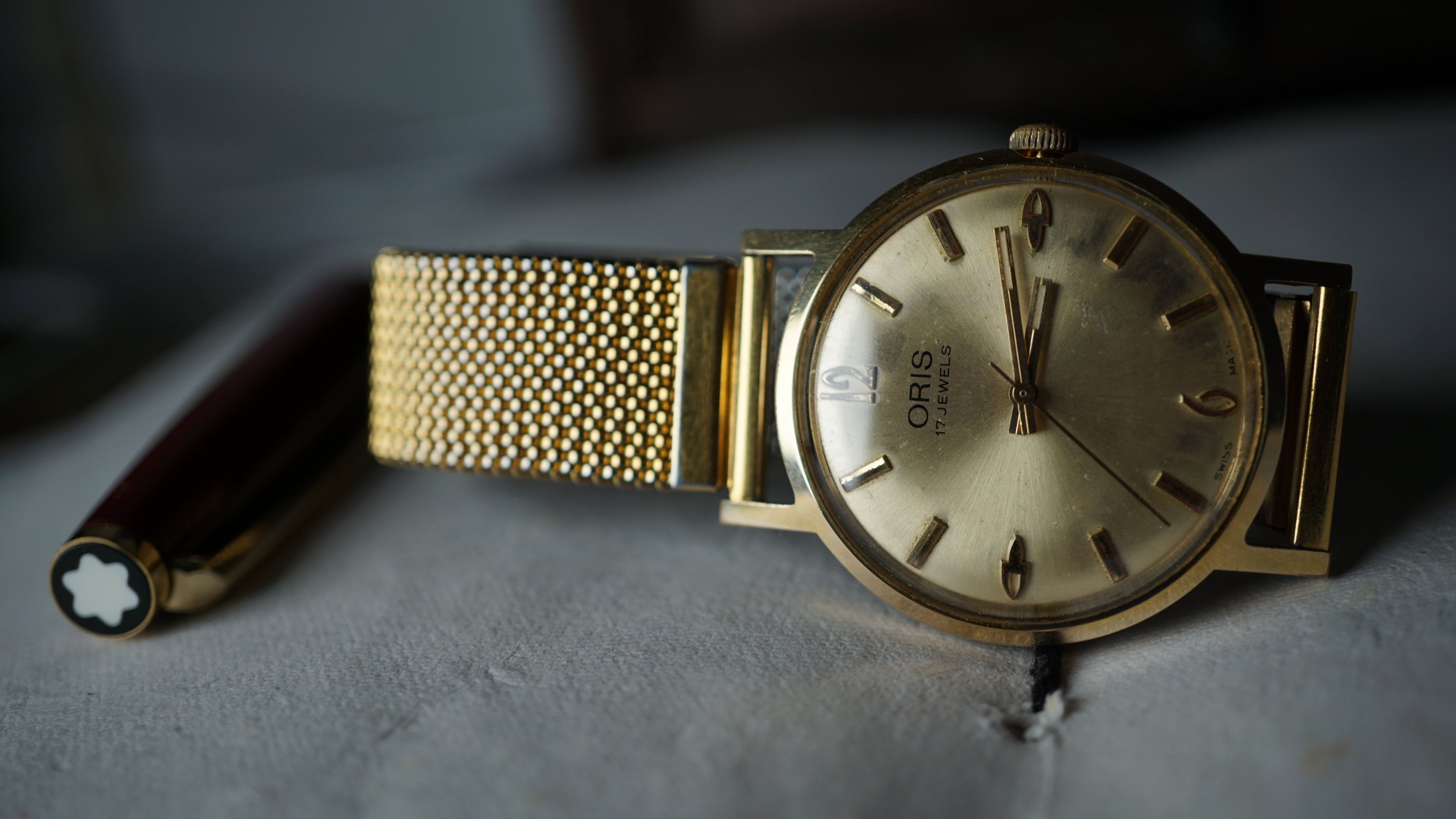 oris goldplated  Vintage Champagne Dial – Relógio Mecânico 17 Jewels