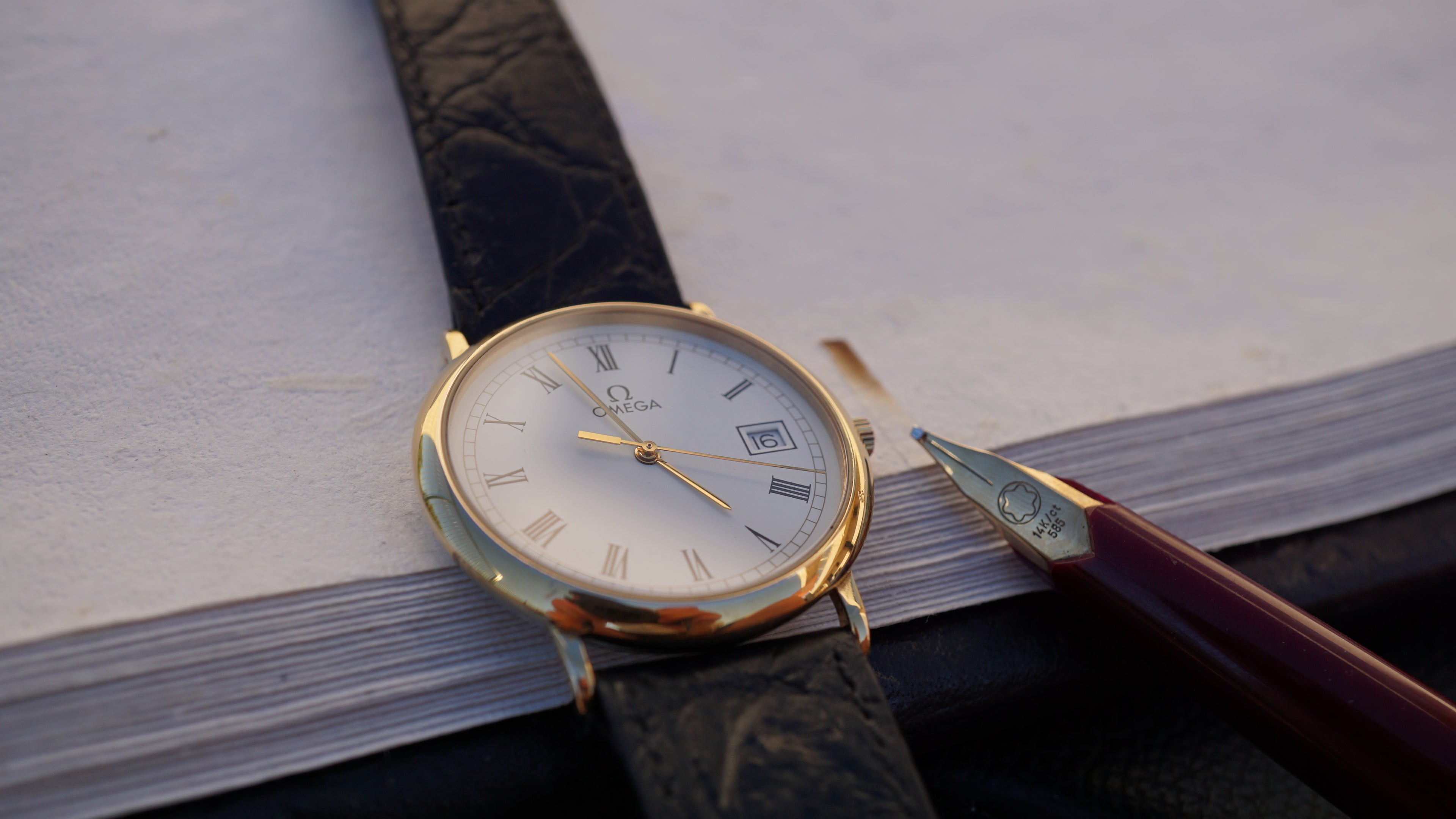 Omega De Ville Quartz Date roman dial