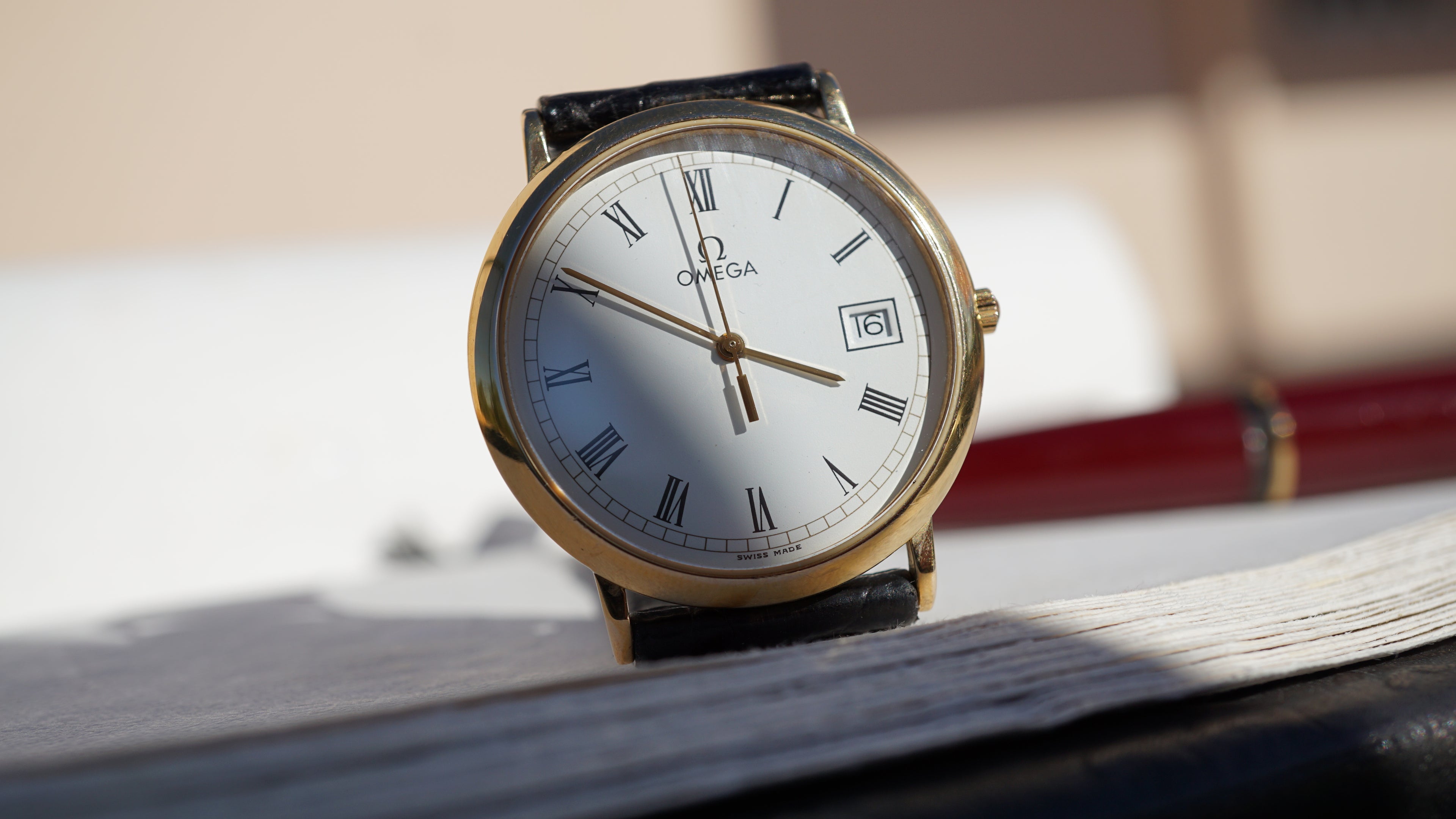 Omega De Ville Quartz Date roman dial