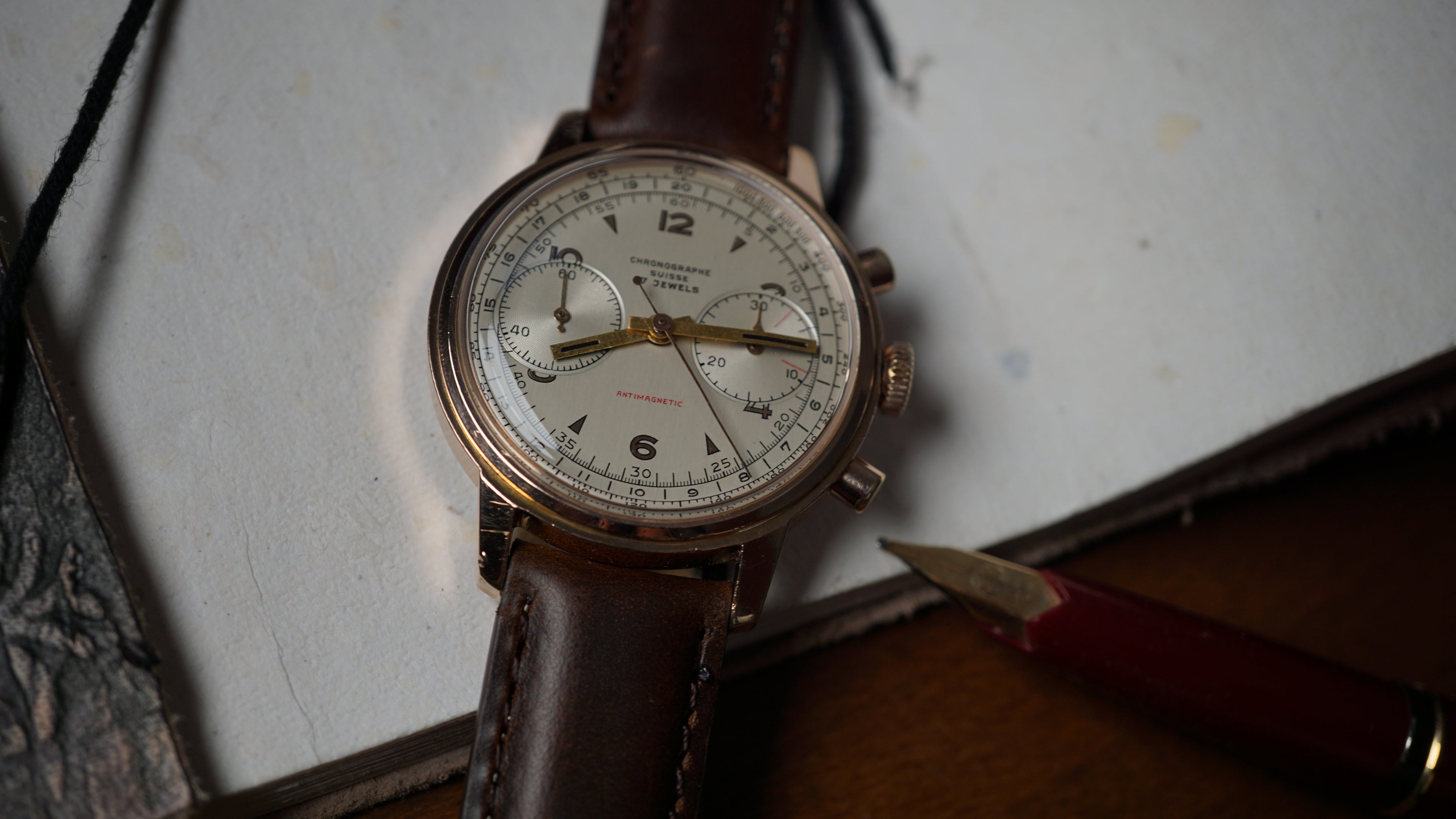 Chronograph swiss Incabloc telemeter Pilot 50s