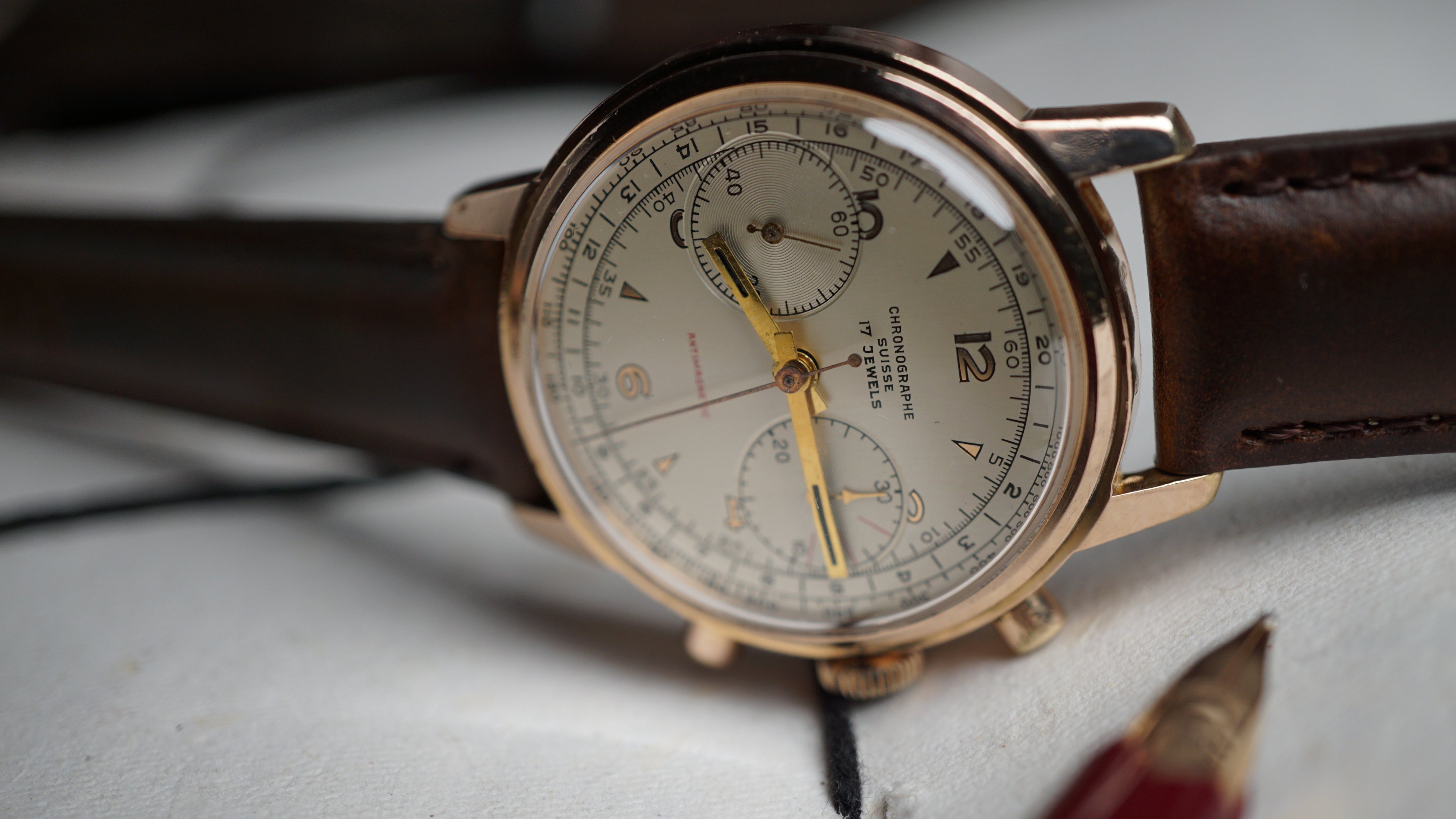 Chronograph swiss Incabloc telemeter Pilot 50s