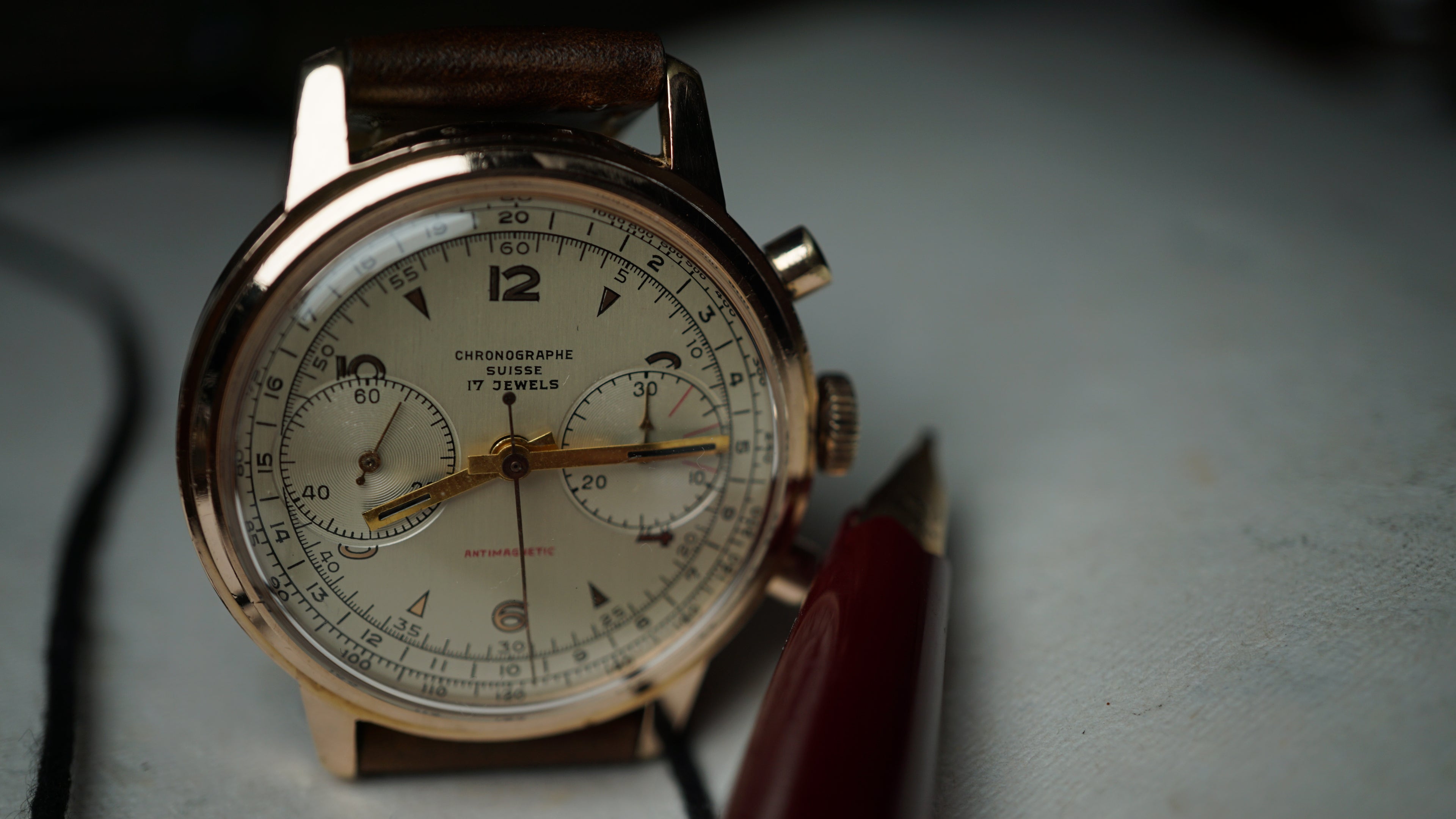 Chronograph swiss Incabloc telemeter Pilot 50s