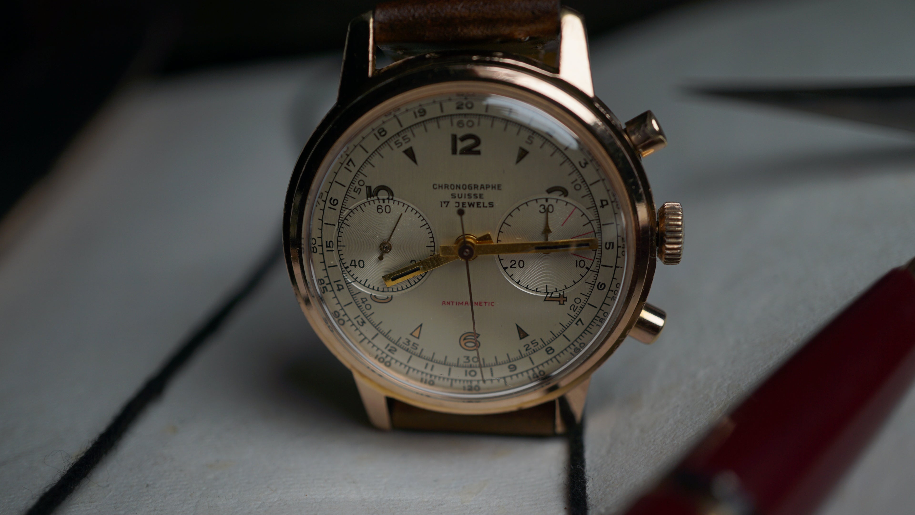 Chronograph swiss Incabloc telemeter Pilot 50s