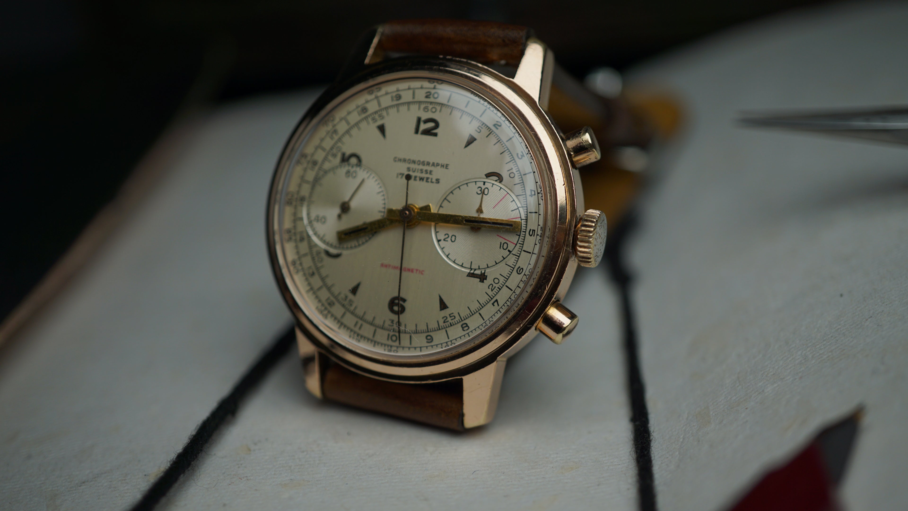 Chronograph swiss Incabloc telemeter Pilot 50s
