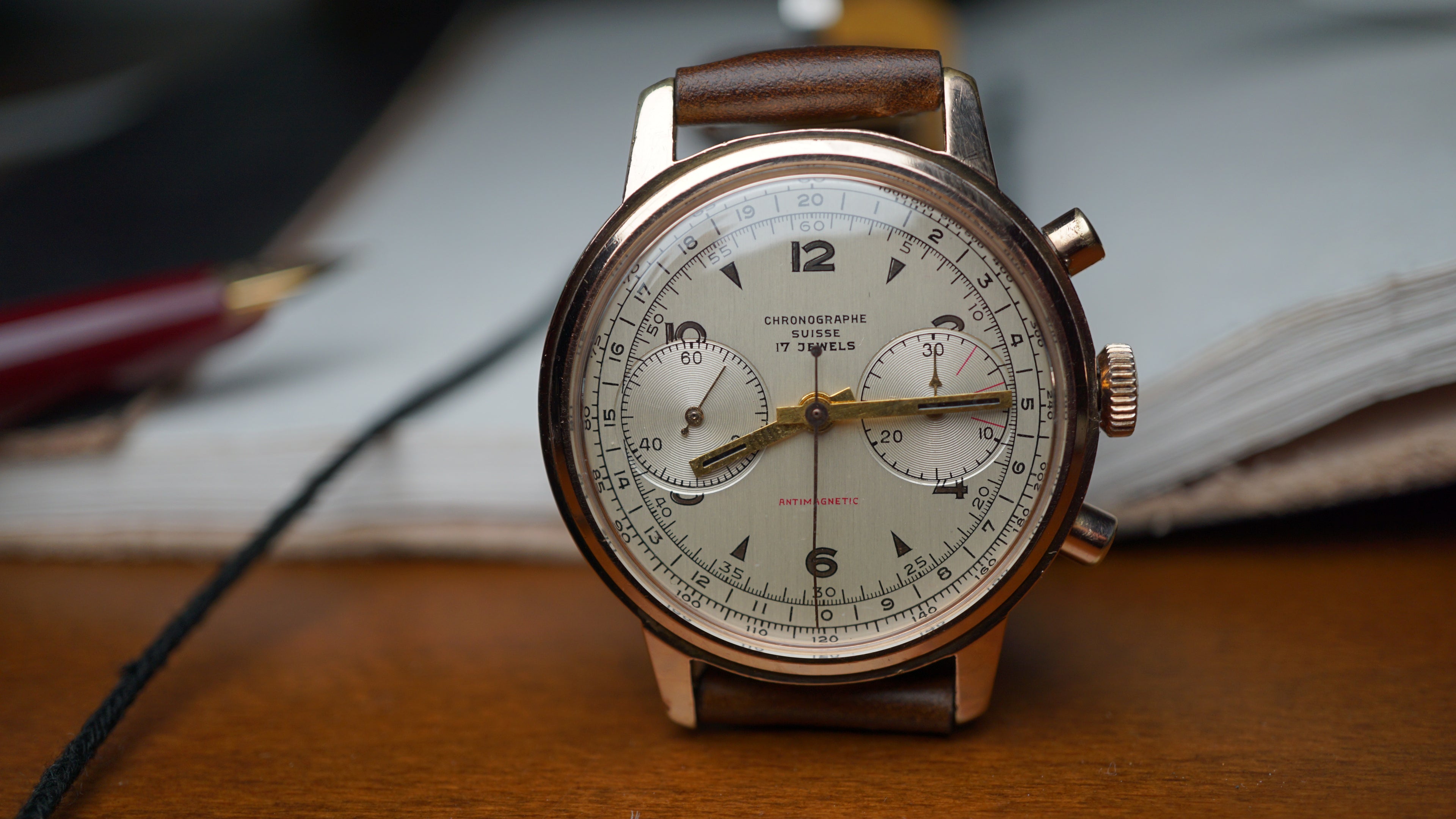 Chronograph swiss Incabloc telemeter Pilot 50s