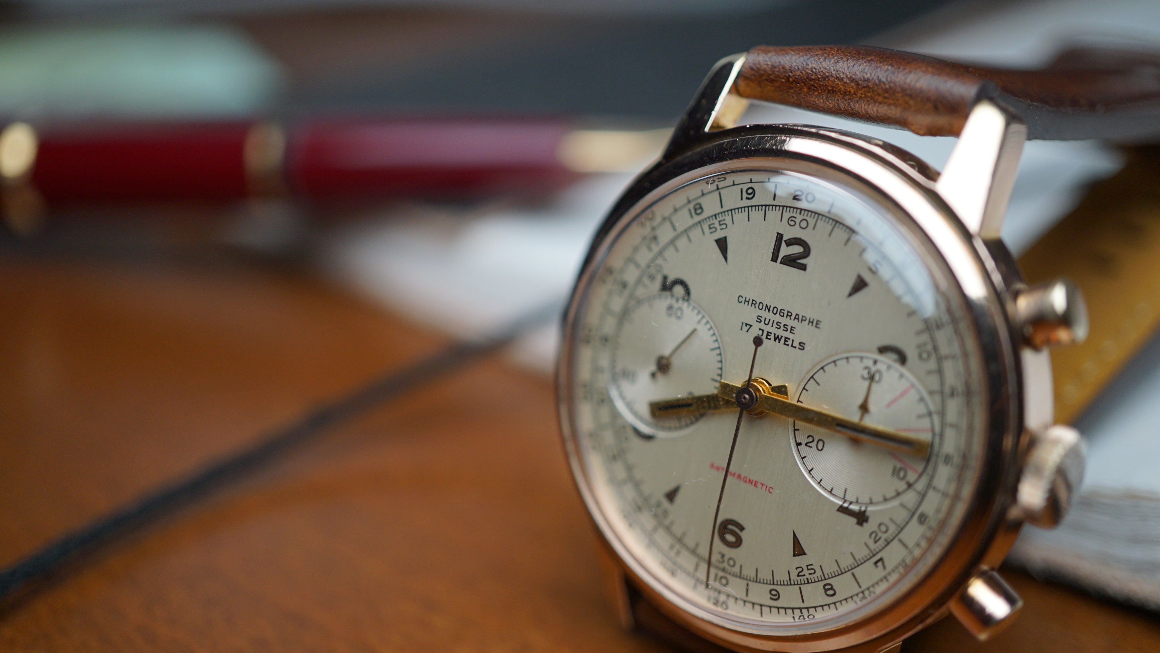 Chronograph swiss Incabloc telemeter Pilot 50s