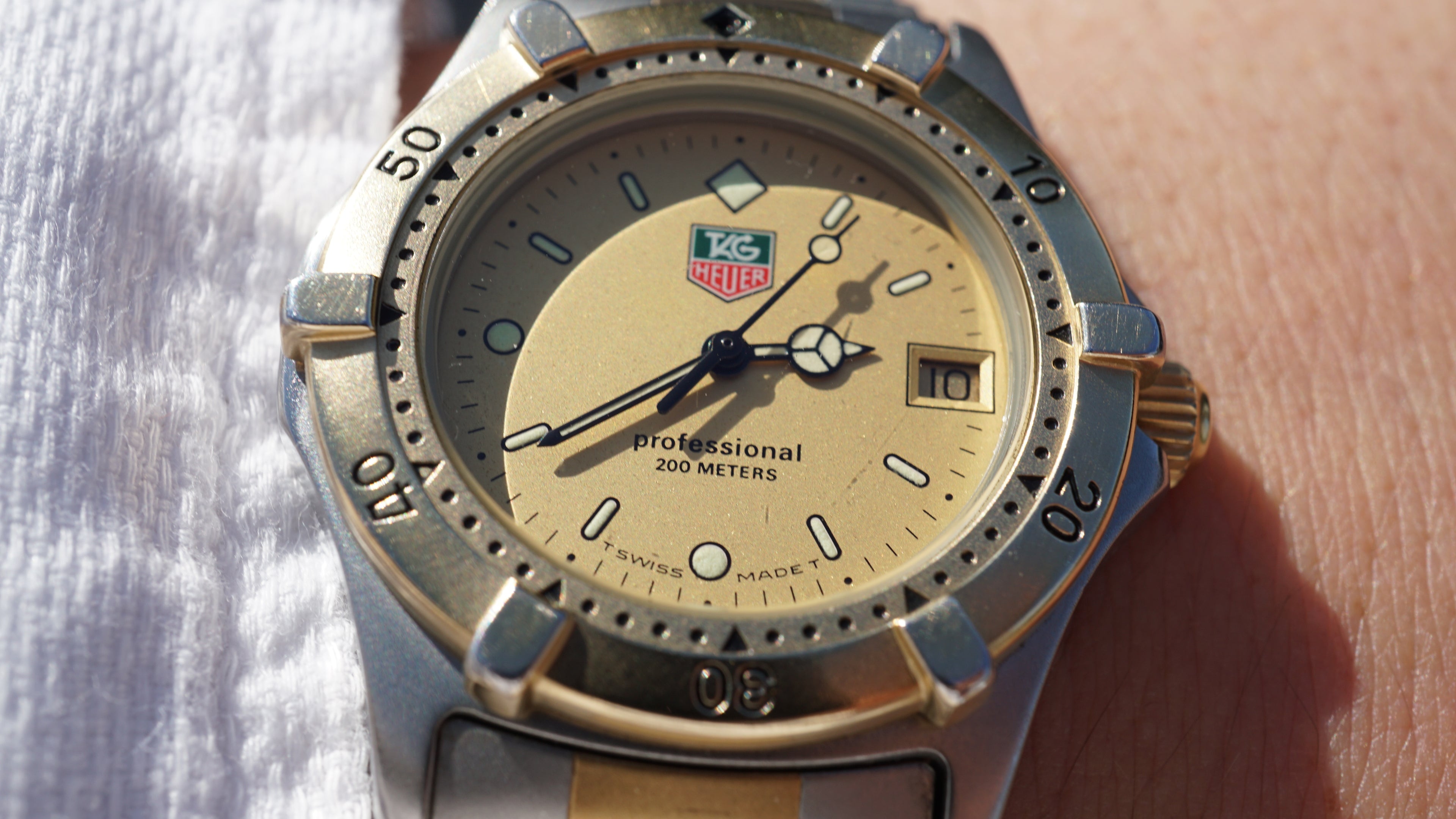 Tag heuer 200 quartz full set diver dual tone gold