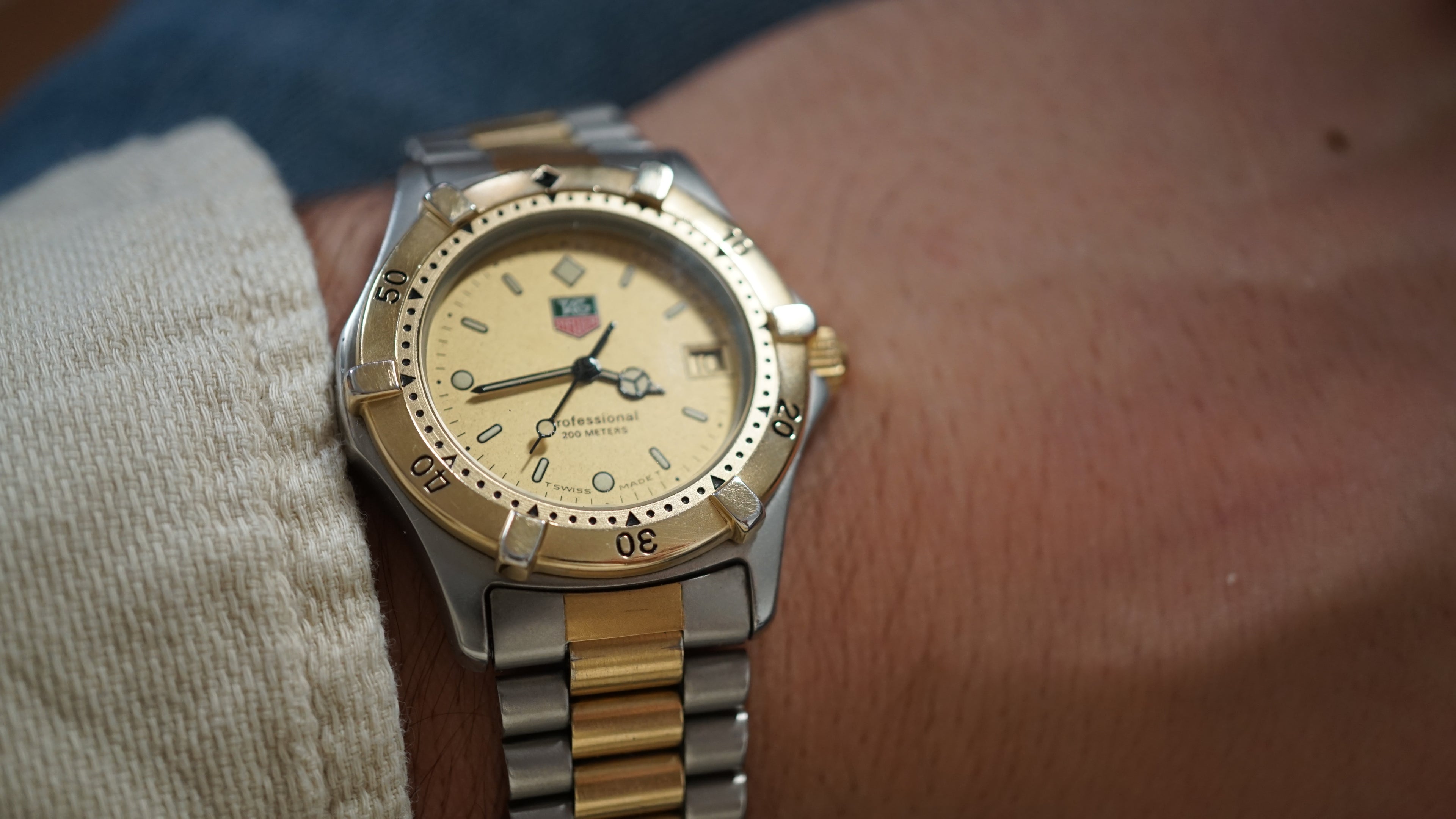 Tag heuer 200 quartz full set diver dual tone gold