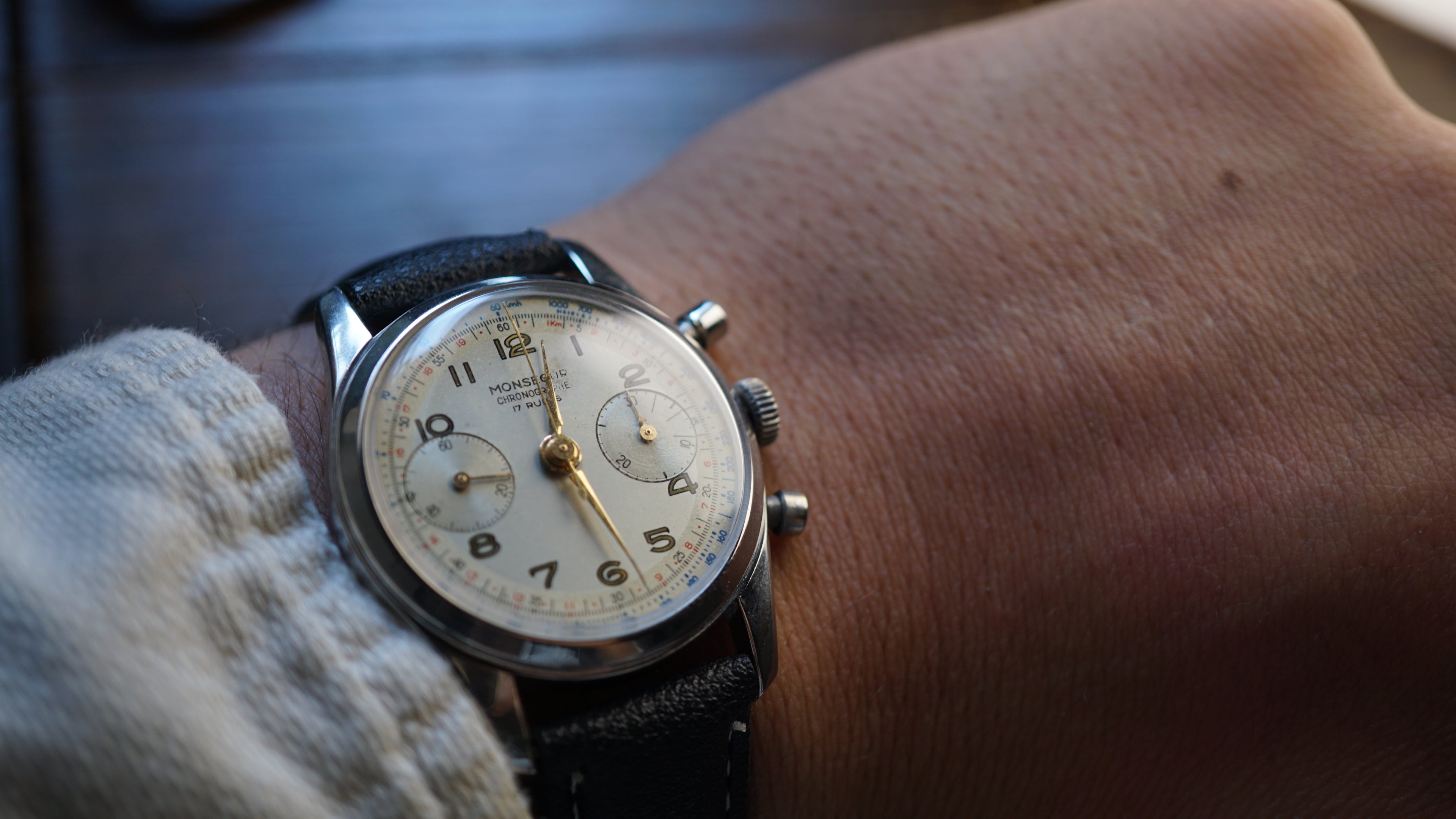 Monsegur Pilot Chronograph Swiss Telemeter – Landeron 51 Vintage Fama Elegance