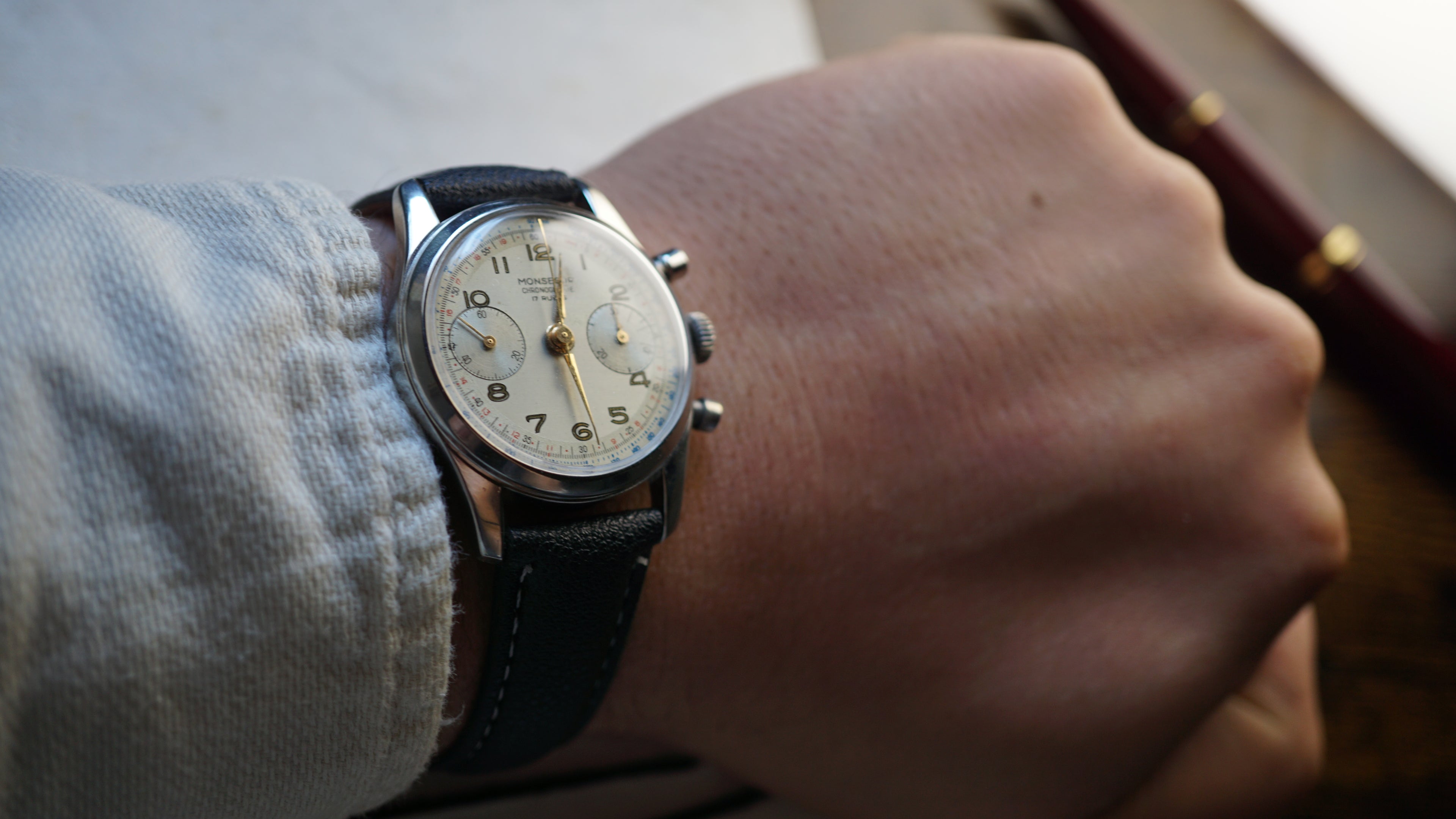 Monsegur Pilot Chronograph Swiss Telemeter – Landeron 51 Vintage Fama Elegance