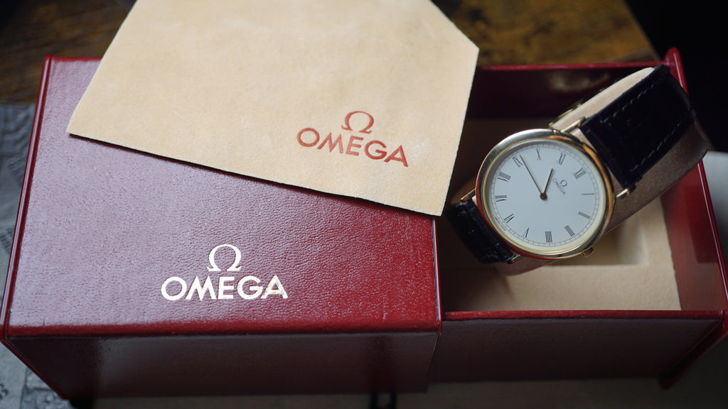 Omega De Ville Quartz Date – Full Set with Rare Original  roman numeral dial Fama Elegance