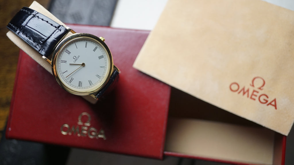 Omega De Ville Quartz Date – Full Set with Rare Original  roman numeral dial Fama Elegance