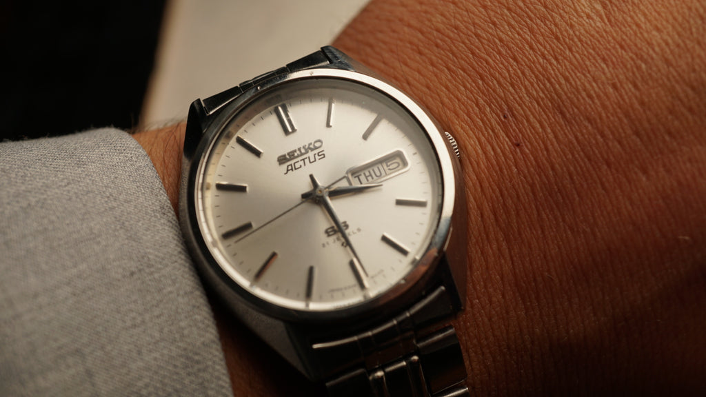 Seiko 5 Actus Automatic 1970s Vintage Watch – Sunburst Dial Japan Made Fama Elegance