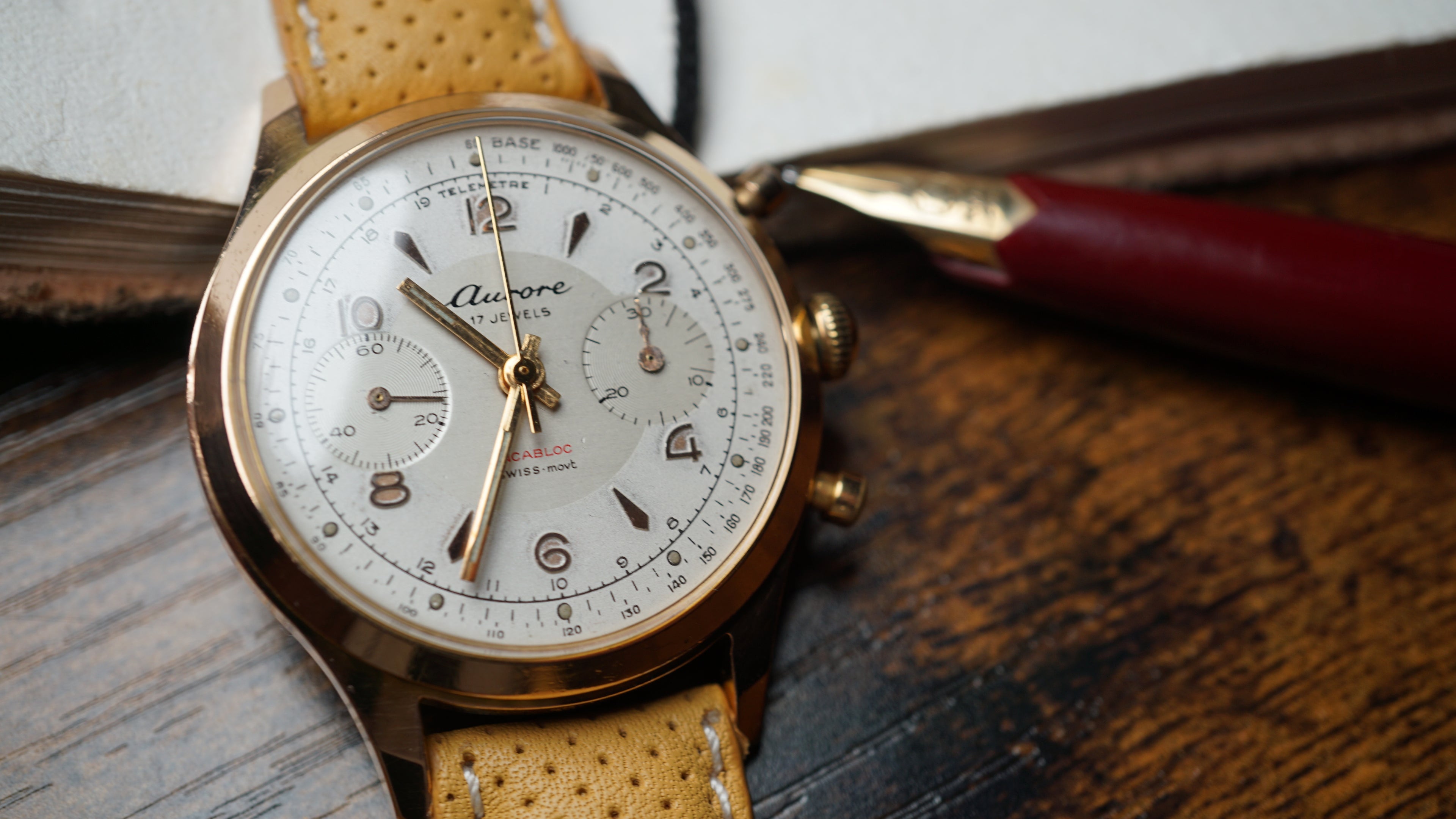 Chronograph swiss Aurore Bull Eye Pilot  – Vintage Swiss Craftsmanship Fama Elegance