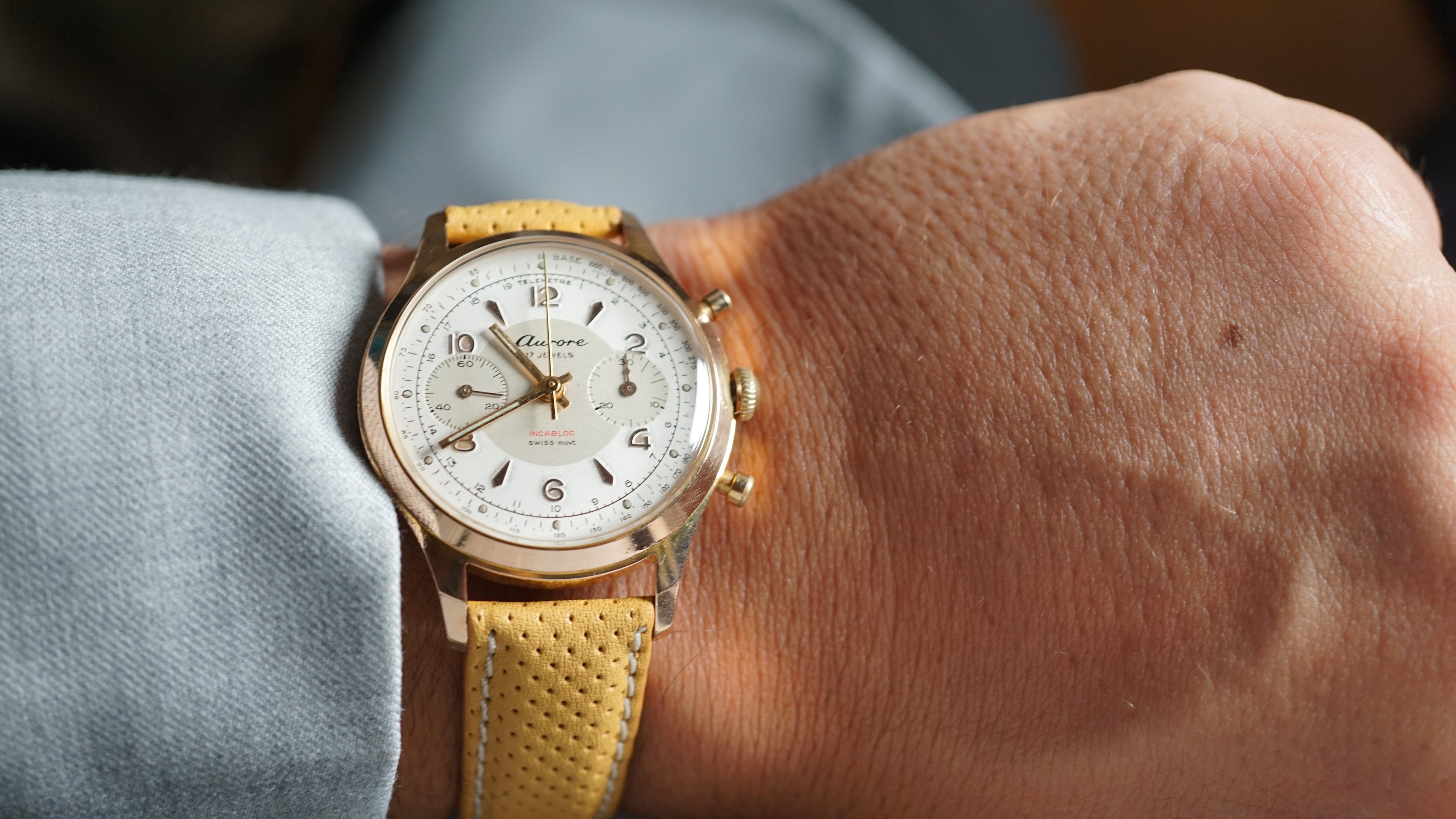 Chronograph swiss Aurore Bull Eye Pilot  – Vintage Swiss Craftsmanship Fama Elegance