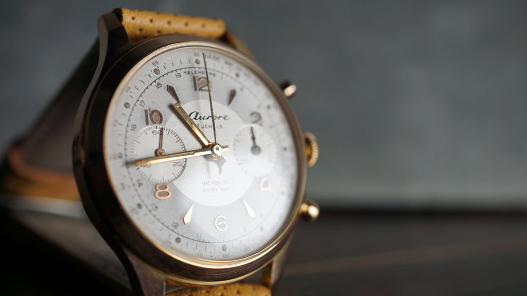 Chronograph swiss Aurore Bull Eye Pilot  – Vintage Swiss Craftsmanship Fama Elegance
