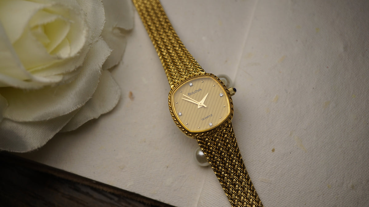 BULOVA VINTAGE QUARTZ — GOLDEN ELEGANCE | Dance  1980s woman Fama Elegance