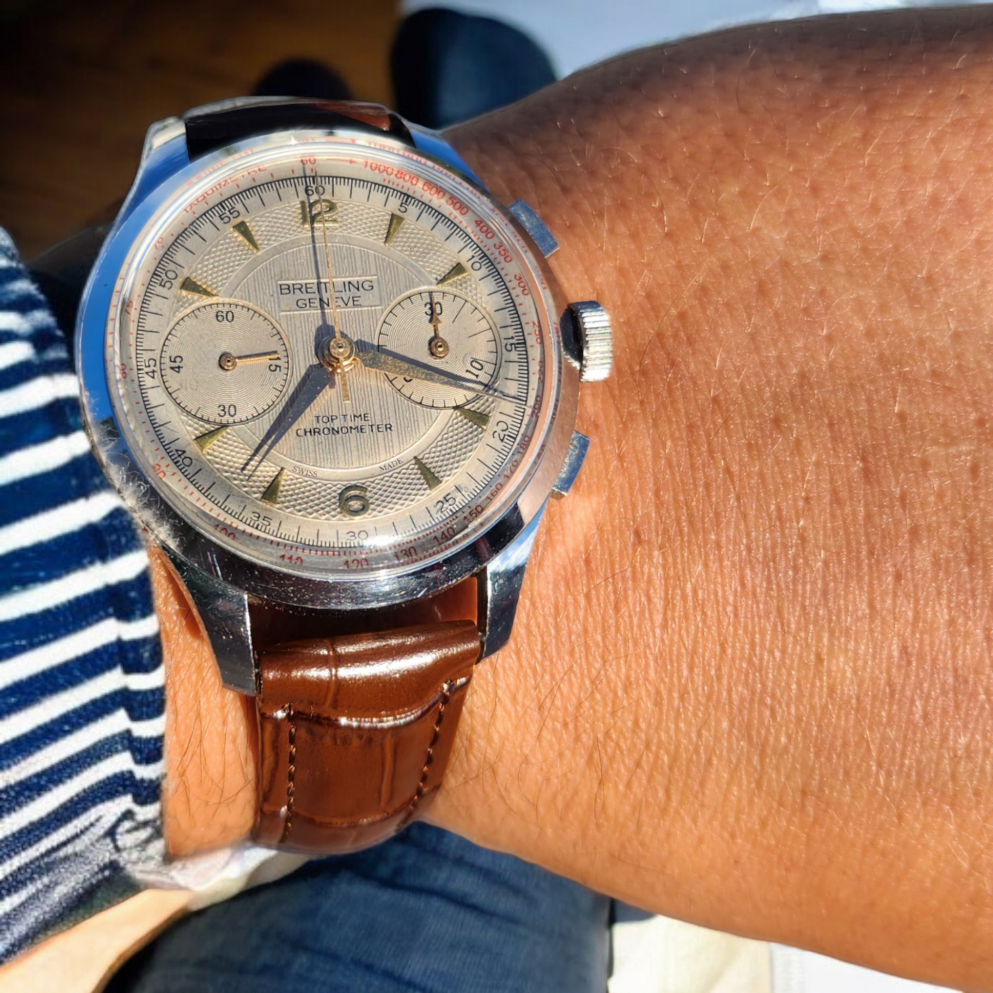 Breitling Genève Top Time Waffle Silver - Cronógraphe Vintage classic