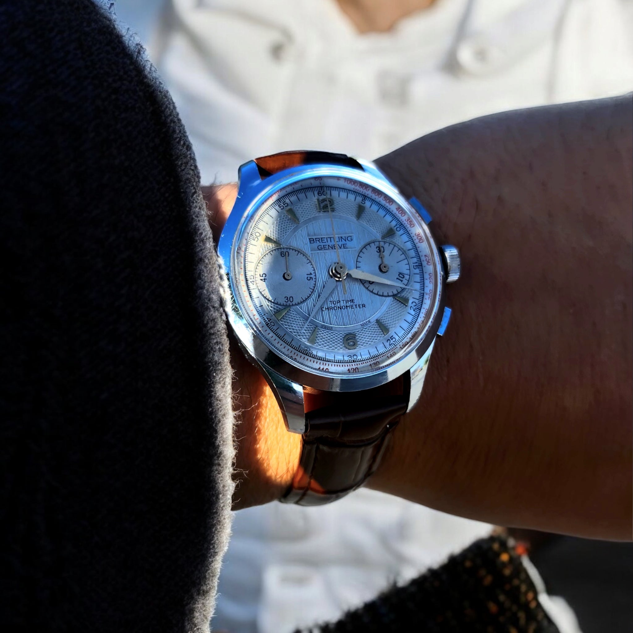 Breitling Genève Top Time Waffle Silver - Cronógraphe Vintage classic