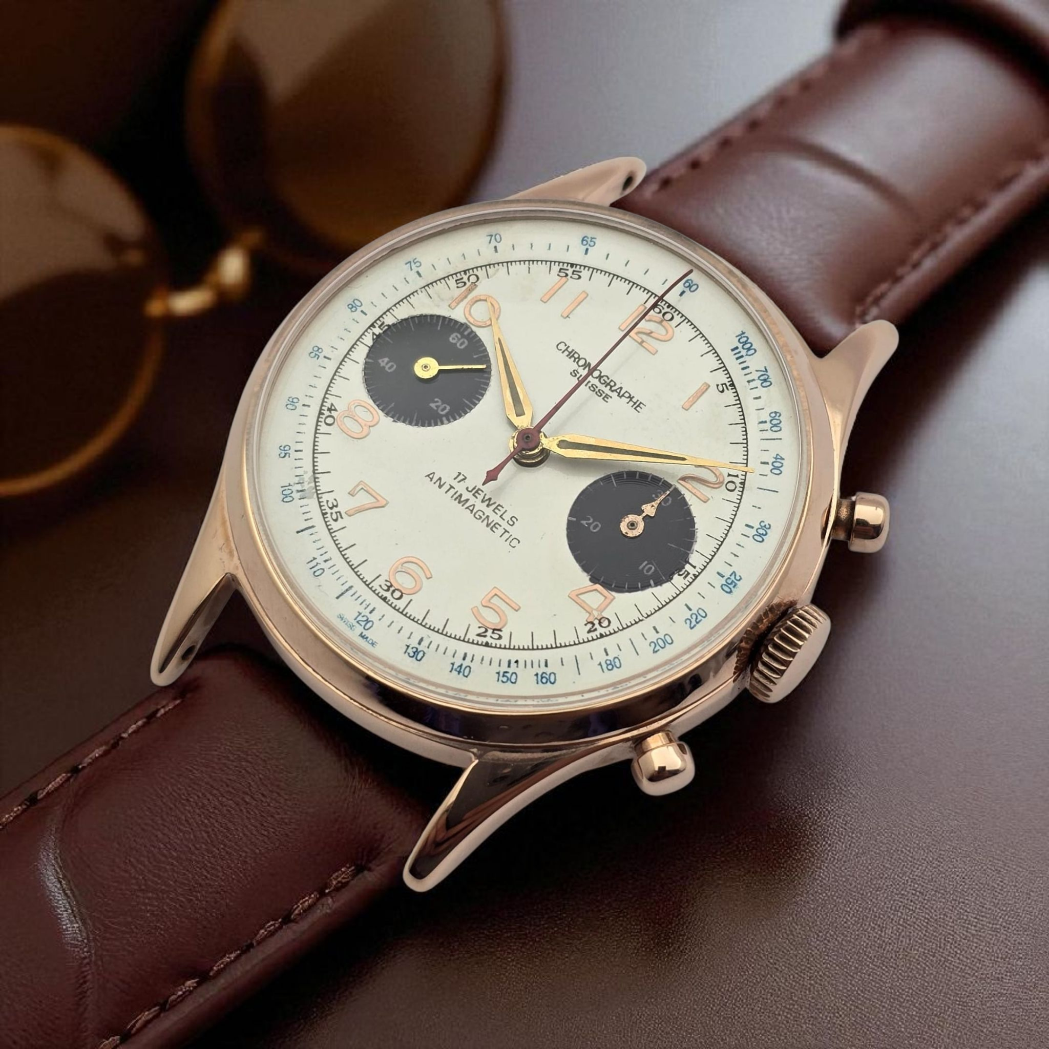 Chronograph Suisse – Panda Dial – Rose Gold Case